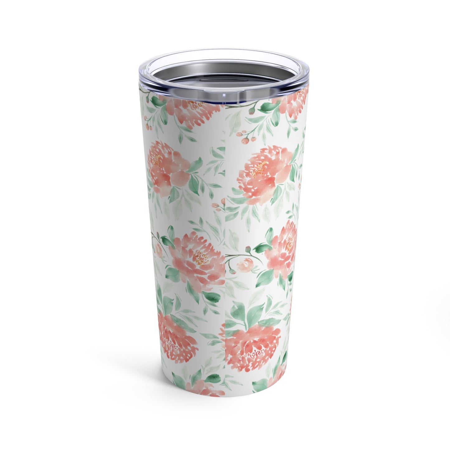 Tumbler 20oz - Peonies - Handpainted Watercolor